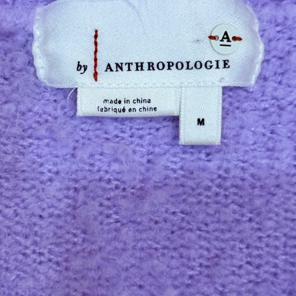 By Anthropologie Sweater Purple Boucle Fuzzy V Neck Women’s Size M - Picture 9 of 9